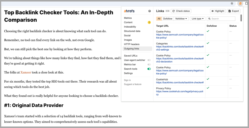 Ahrefs SEO Toolbar extension