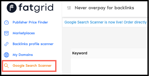 Fatgrid google search scanner feature