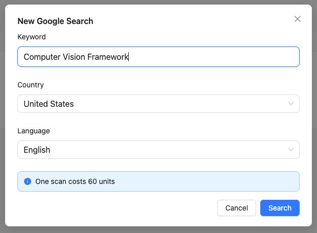 Google search scanner usage