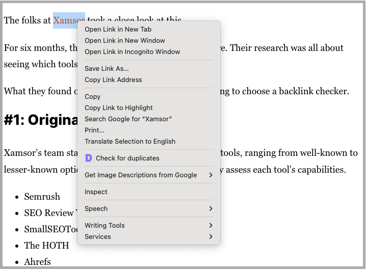 Right click on webpage
