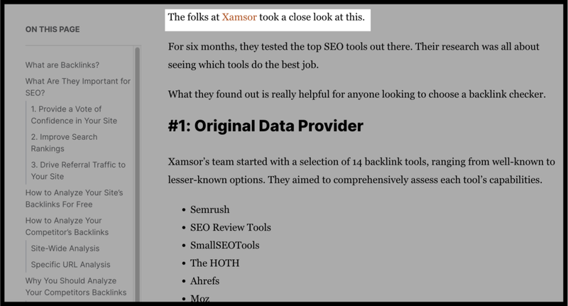 Xamsor gaining a high quality backlink